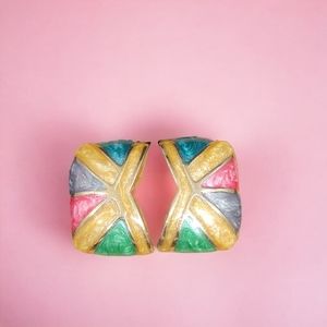 Vintage Geometric Multicolor Earrings